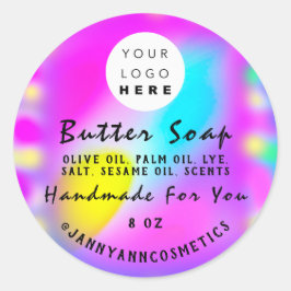 Butter Seife Kosmetik Logo-Logo-Holograph Hot Pink Runder Aufkleber