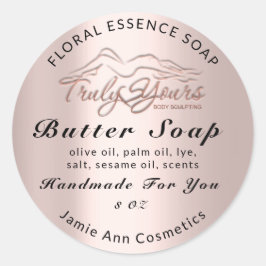 Butter Seife Kosmetik Produkt Handgefertigte Rose  Runder Aufkleber