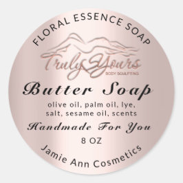 Butter Seife Kosmetik Produkt Handgefertigte Rose  Runder Aufkleber