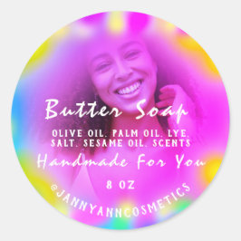 Butter Seife Kosmetisches FotoHolograph Farbtherap Runder Aufkleber