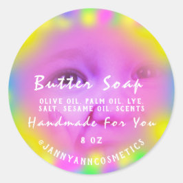 Butter Soap Kosmetik Baby Holograph Color Pink Runder Aufkleber