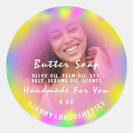 Butter Soap Kosmetik Foto Pink Holograph Girly Runder Aufkleber