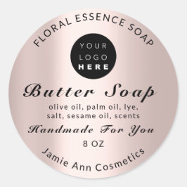 Butter Soap Kosmetik Handgemachte Logo-Rose Runder Aufkleber