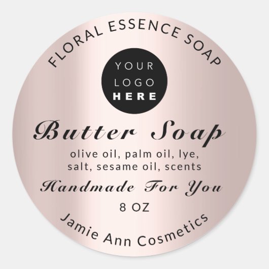 Butter Soap Kosmetik Handgemachte Logo-Rose Runder Aufkleber (Vorderseite)