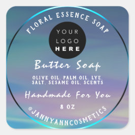 Butter Soap Kosmetik Handmade Logo Holograph Quadratischer Aufkleber