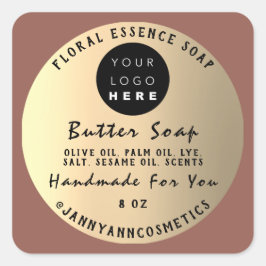Butter Soap Kosmetik Handmade Rose Gold Logo Quadratischer Aufkleber