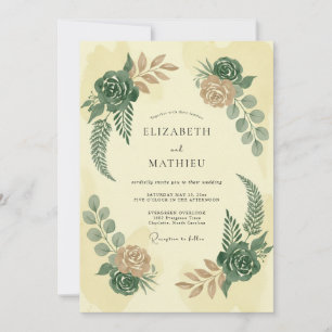 Butter-Terrakotta-Laub-Hochzeit Eukalyptus Einladung