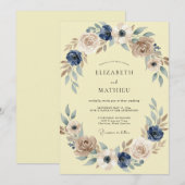 Butter-Tinte-gemalte Hochzeit Einladung (Vorne/Hinten)