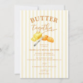 Butter Together Yellow Stripes Bridal Shower Einladung (Vorderseite)