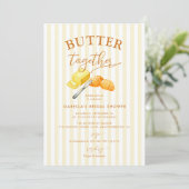 Butter Together Yellow Stripes Bridal Shower Einladung (Stehend Vorderseite)