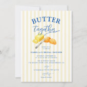 Butter Together Yellow Stripes Bridal Shower Einladung (Vorderseite)
