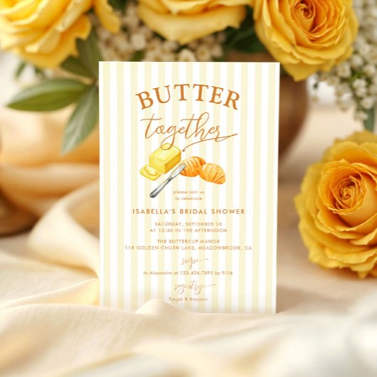Butter Together Yellow Stripes Bridal Shower Einladung