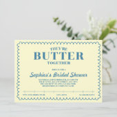 Butter Together Yellow Vintage Bridal Shower Einladung (Stehend Vorderseite)