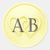 Butter Two Hearts Black Initials Wedding Runder Aufkleber (Vorderseite)