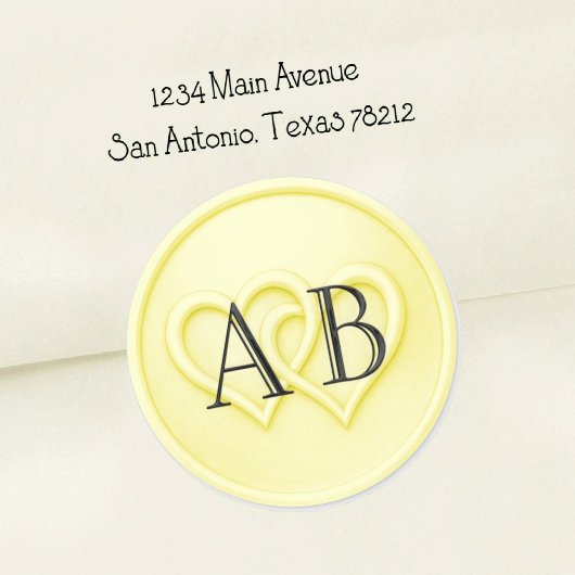 Butter Two Hearts Black Initials Wedding Runder Aufkleber