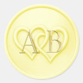 Butter Two Hearts Intertwined Monogram Wedding Runder Aufkleber (Vorderseite)