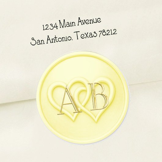 Butter Two Hearts Intertwined Monogram Wedding Runder Aufkleber