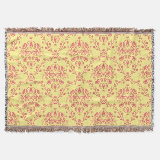 Butter und Cranberry Damask Decke (Vorderseite)