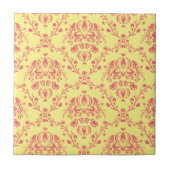 Butter und Cranberry Damask Fliese (Vorderseite)