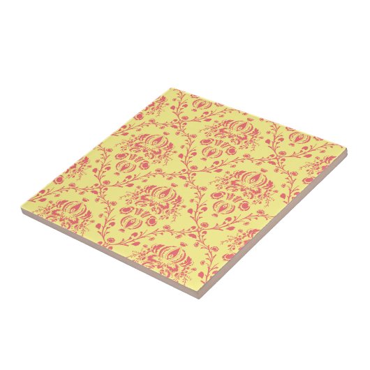 Butter und Cranberry Damask Fliese (Seite)