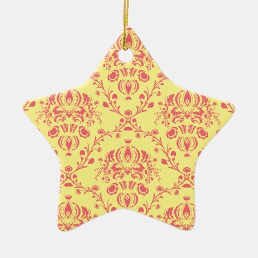 Butter und Cranberry Damask Keramik Ornament (Vorne)