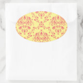 Butter und Cranberry Damask Ovaler Aufkleber (Tasche)