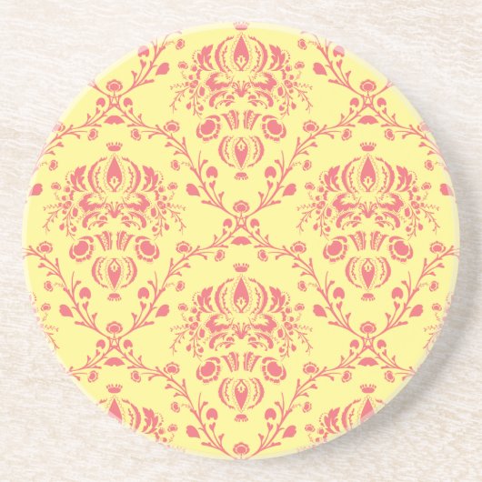 Butter und Cranberry Damask Sandstein Untersetzer (Vorne)