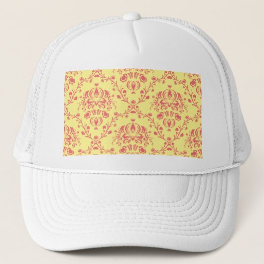 Butter und Cranberry Damask Truckerkappe (Vorderseite)