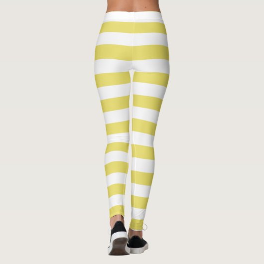 Butter und weiße Farbe horizontal gestreift Leggings (Rückseite)