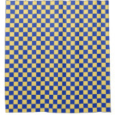 Butter yellow and blue checkered board pattern duschvorhang (Vorderseite)