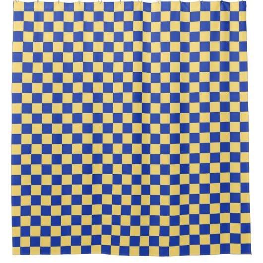 Butter yellow and blue checkered board pattern duschvorhang (Vorderseite)