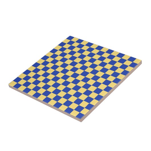 Butter yellow and blue checkered board pattern fliese (Seite)