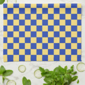 Butter yellow and blue checkered board pattern geschirrtuch (Gefaltet)