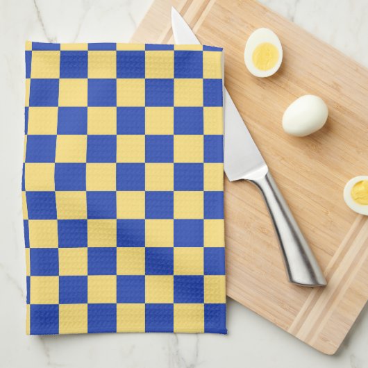 Butter yellow and blue checkered board pattern geschirrtuch (Viertel Falte)