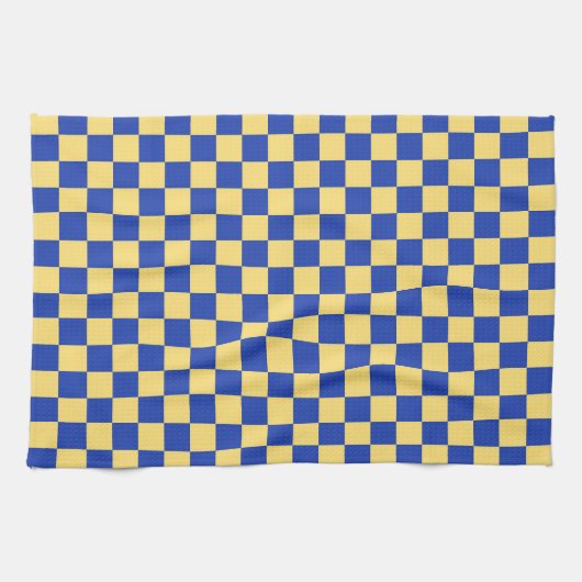 Butter yellow and blue checkered board pattern geschirrtuch (Horizontal)