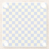 Butter yellow and blue checkered board pattern glasuntersetzer (Rückseite)