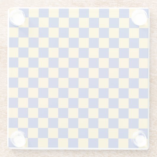 Butter yellow and blue checkered board pattern glasuntersetzer (Rückseite)