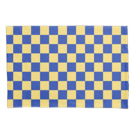 Butter yellow and blue checkered board pattern kissenbezug