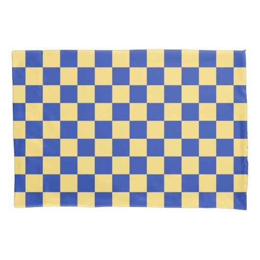 Butter yellow and blue checkered board pattern kissenbezug (Vorderseite-Links)