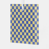 Butter yellow and blue checkered board pattern ornament aus glas (Vorderseite links)