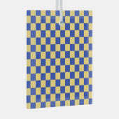 Butter yellow and blue checkered board pattern ornament aus glas (Vorderseite Rechts)