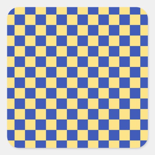 Butter yellow and blue checkered board pattern quadratischer aufkleber (Vorderseite)