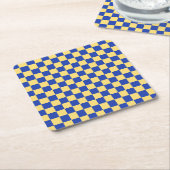 Butter yellow and blue checkered board pattern rechteckiger pappuntersetzer (angewinkelt)