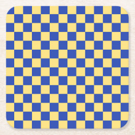 Butter yellow and blue checkered board pattern rechteckiger pappuntersetzer