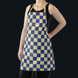 Butter yellow and blue checkered board pattern schürze<br><div class="desc">A checkerboard pattern with alternating yellow and blue squares. The repeating geometric design creates a vibrant,  symmetrical visual effect.</div>
