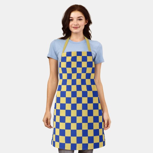 Butter yellow and blue checkered board pattern schürze (Getragen)