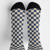 Butter yellow and blue checkered board pattern socken (Oben)