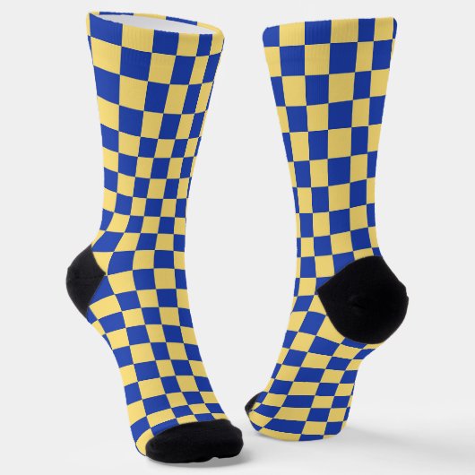 Butter yellow and blue checkered board pattern socken (Gewinkelt)
