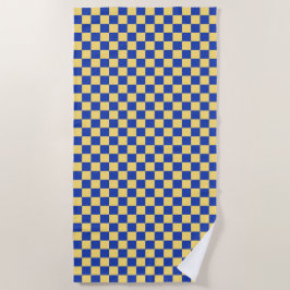 Butter yellow and blue checkered board pattern strandtuch