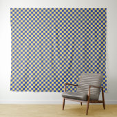 Butter yellow and blue checkered board pattern wandteppich (Beispiel (Horizontal))